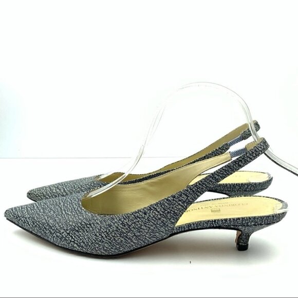 Clorinda Antinori the Rosie heels 39.5 9.5 blue cream crackle slingback kitten - Picture 5 of 14